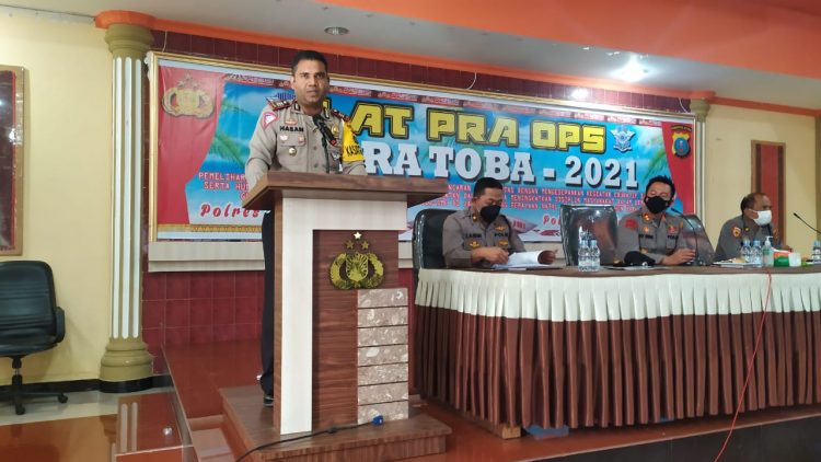 Lat Pra Operasi Zebra Toba 2021 Polres Pematangsiantar, pada Sabtu (13/1/2021) pagi tadi, sekira pukul 08.30 WOB, di Aula Widya Satya Brata Polres Pematangsiantar.