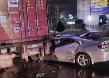 Mobil dokter asal Lampung kecelakaan di Palembang, Jumat (5/11/2021). [ANTARA]