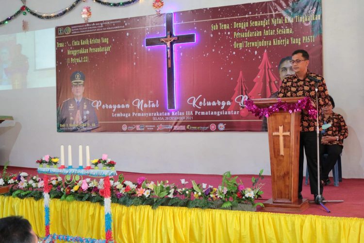 Suasana Perayaan Natal Lapas Kelas IIA Pematangsiantar berlangsung hikmat, Selasa (28/12/2021), lalu.