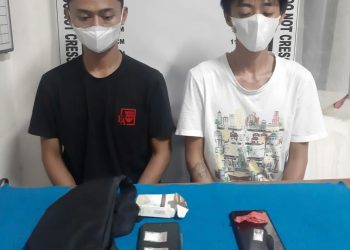 Foto kedua pelaku dan barang bukti yang diamankan Sat Narkoba Polres Pematangsiantar.