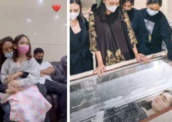 Mengharukan, adik perempuan Laura Anna (dipangku) tak tahu sang kakak meninggal. Foto/Instagram Awkarin