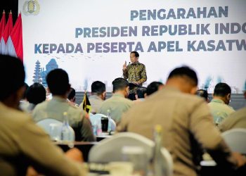 Foto: Presiden Jokowi memberikan pengarahan di Apel Kasatwil Polri 2021, Bali, Jumat (3/12/2021) (Laily Rachev - Biro Pers Sekretariat Presiden)