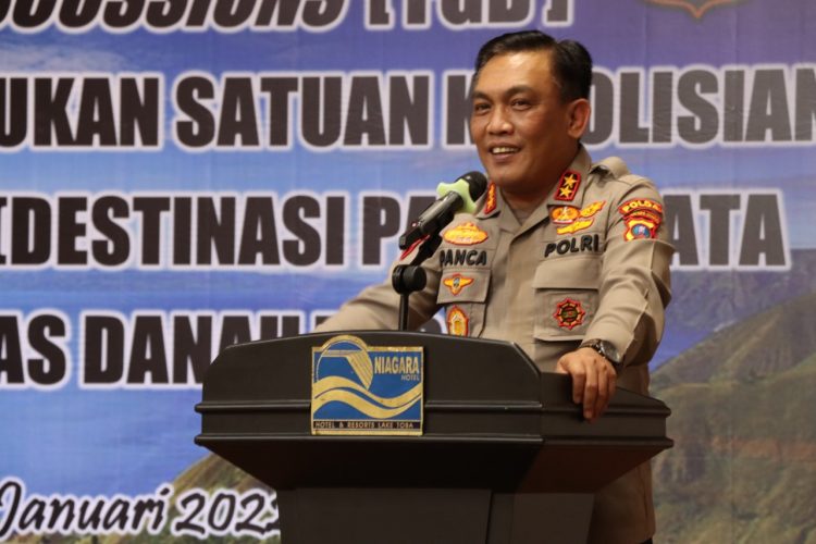 Kapolda Sumatera Utara (Sumut), Irjen. Pol. Drs. R. Z. Panca Putra S, M.Si, saat memberikan kata sambutan.