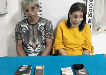 Foto kedua pelaku dan barang bukti yang diamankan Sat Narkoba Polres Pematangsiantar.