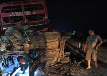 Kecelakaan terjadi di Jalan lintas Doloksanggul-Pakkat KM 02-03, Desa Hutabagasan, Kabupaten Humbang Hasundutan, Sumatera Utara, Kamis (3/2/2022). (Foto: Wahyudin Aulia).