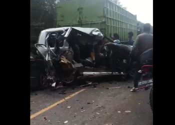 Tabrakan beruntun di Jalintim ruas Palembang - Jambi. (Foto: Ahmad Syaiful)