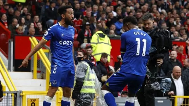 Para pemain Everton merayakan gol. ANTARA/REUTERS/PHIL NOBLE