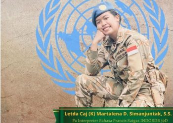 Letda Caj (K) Tri Hartuti Martalena Dame Simanjuntak kini bertugas di Kongo sebagai Pasukan Perdamaian PBB sebagai intepreter Bahasa Prancis. Foto/tniad.mil.id