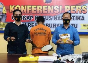 Rilis kasus narkoba di Labuhanbatu Sumut (Foto: Ahmad Fauzi Manik/detikcom)