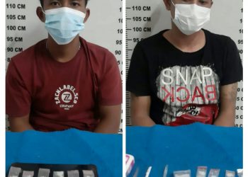 Foto kedua pelaku dan barang bukti sabu yang diamankan Polisi.