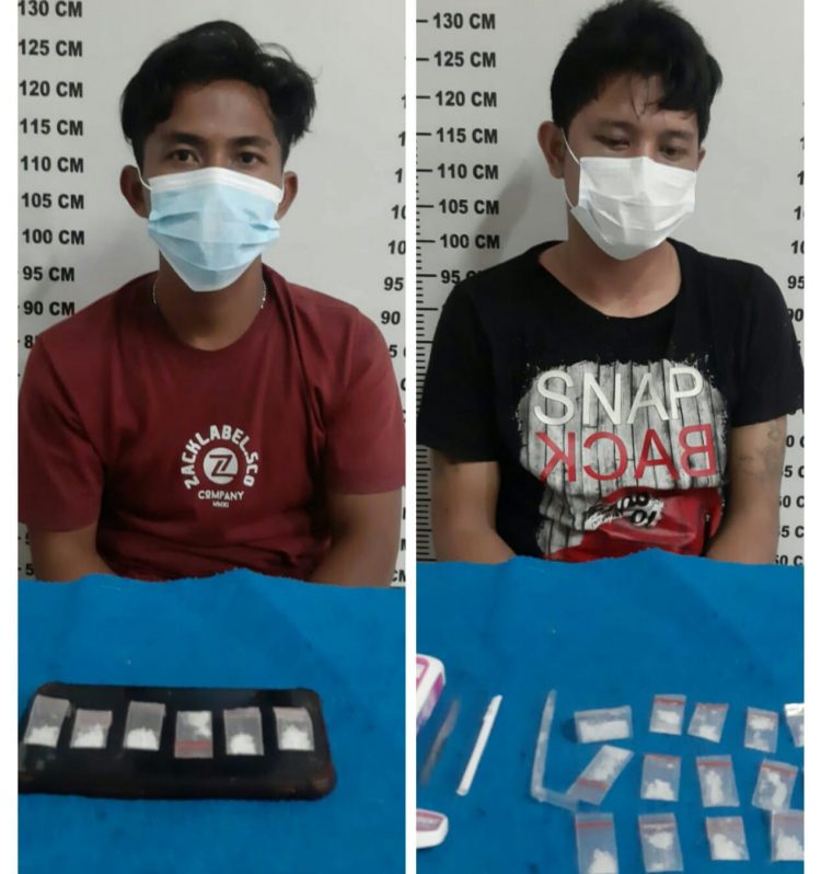 Foto kedua pelaku dan barang bukti sabu yang diamankan Polisi.