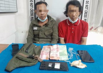 Foto kedua pelaku dan barang bukti yang diamankan Polisi.