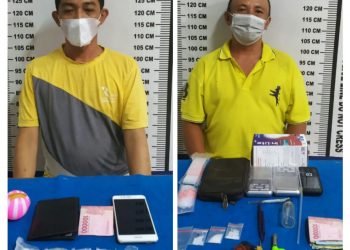 Foto kedua pelaku dan barang bukti sabu yang diamankan Polisi.