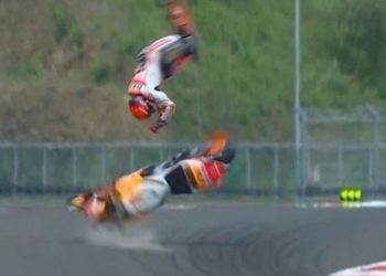 Marc Marquez mengalami gegar otak usai kecelakaan saat sesi pemanasan di MotoGP Mandalika 2022 di Sirkuit Mandalika, Lombok, pada Minggu, 20 Maret 2022. Foto/Instagram Marc Marquez