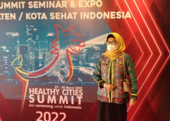Plt.Wali Kota Pematangsiantar, Susanti Dewayani, Sp.A, menghadiri  pembukaan Summit Seminar dan Expo Kabupaten/Kota Sehat (Healthy City Summit) Indonesia Tahun 2022, di Semarang, Provinsi Jawa Tengah, Senin (28/3/2022).