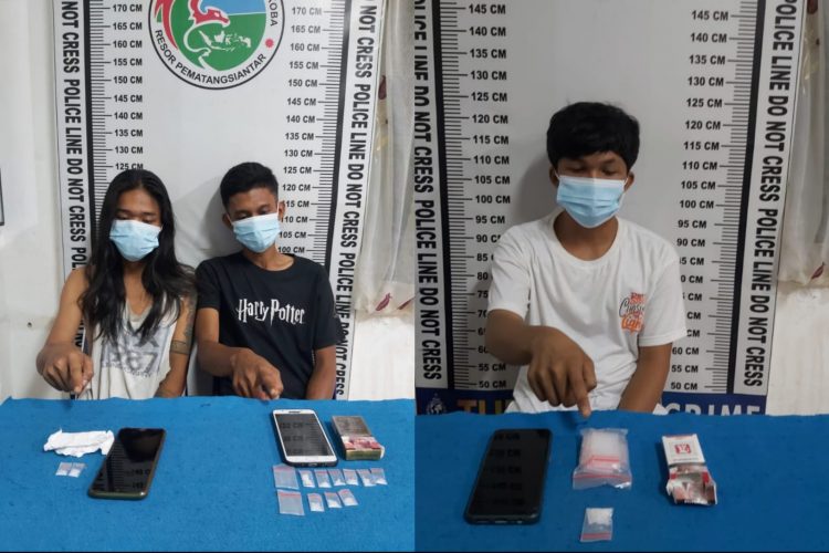 Foto ketiga pelaku dan barang bukti yang diamankan Polisi.