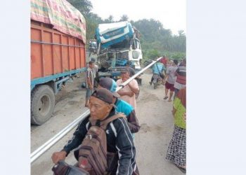 Zico Prastya(40) warga Kecamatan Galang, Kabupaten Deli Serdang meninggal dunia setelah menabrak truk di depannya. TRIBUN MEDAN/ALIF AL QADRI
