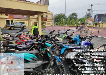 Foto sepeda motor yang diamankan Polres Tanjungbalai.