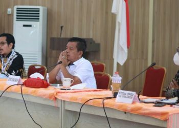Maruli Tua Manurung selaku Ketua Satgas Pencegahan Korupsi Wilayah I Sumatera Utara saat memberikan kata sambutan.