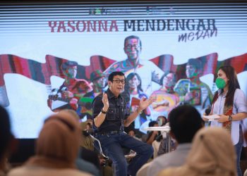 Yasonna Laoly, pada acara “Yasonna Mendengar” bersama komunitas dan pelaku industri kreatif yang digelar di Grand Andaliman Medan, Selasa (12/4/2022), lalu.