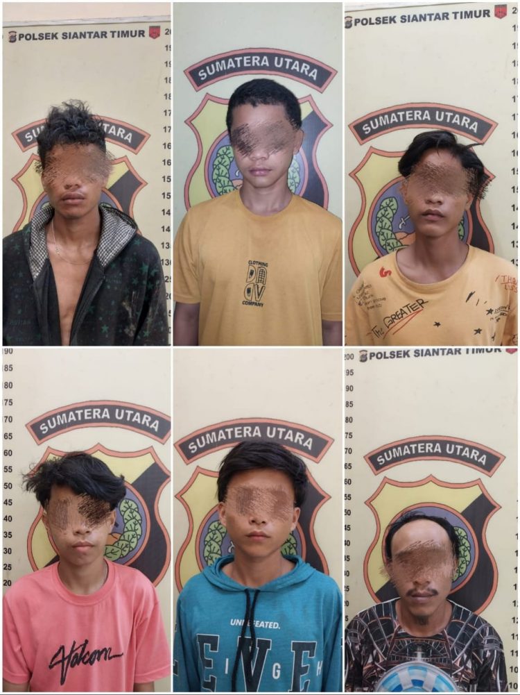 Foto keenam pelaku yang diamankan Polisi.