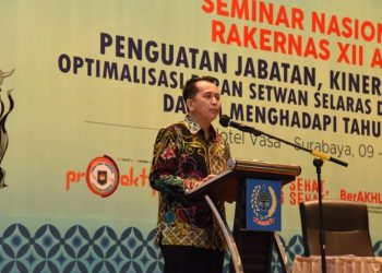 Dirjen Bina Keuangan Daerah Kemendagri Agus Fatoni menghadiri Rakernas Asosiasi Sekretaris DPRD Kabupaten/Kota seluruh Indonesia. Foto/SINDOnews