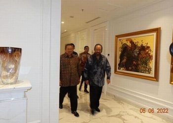 SBY bertemu dengan Surya Paloh (Foto : Twitter/@Andiarief_)
