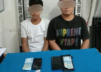 Foto kedua pelaku dan barang bukti yang diamankan Polisi.