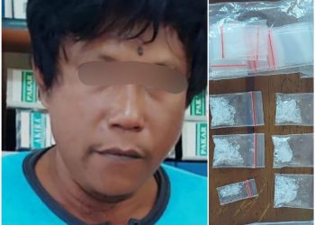 Foto pelaku dan barang bukti sabu yang diamankan Polisi.