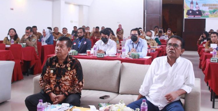Bupati Simalungun, Radiapoh Hasiholan Sinaga, bersama Ketua DPRD Timbul Jaya Sibarani, saat mengikuti VLH evaluasi KLA tahun 2022.