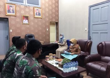 Kodim 0207/Simalungun saat berkoordinasi dengan Plt. Wali Kota Pematangsiantar, dr Susanti Dewayani SpA, menjelang digelarnya Liga Santri Tingkat Nasional memperebutkan Piala Kepala Staf Angkatan Darat (KASAD).