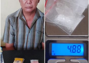 Foto pelaku dan barang bukti sabu yang diamankan Polisi.