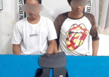 Foto kedua pelaku dan barang bukti yang diamankan Polisi.