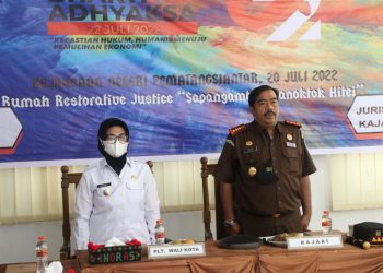 Plt. Wali Kota Pematangsiantar, dr Susanti Dewayani SpA, saat menghadiri peresmian Rumah Restorative Justice Sapangambei Manoktok Hitei Kejaksaan Negeri (Kejari) Pematangsiantar.