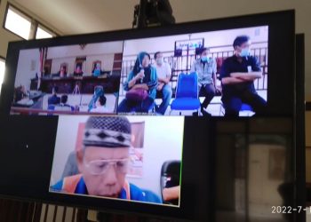 Foto suasana persidangan yang digelar secara online.