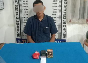 Foto pelaku dan barang bukti yang diamankan Polisi.