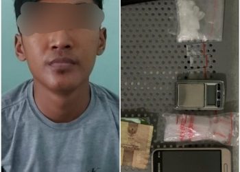 Foto pelaku dan barang bukti yang diamankan Polisi.