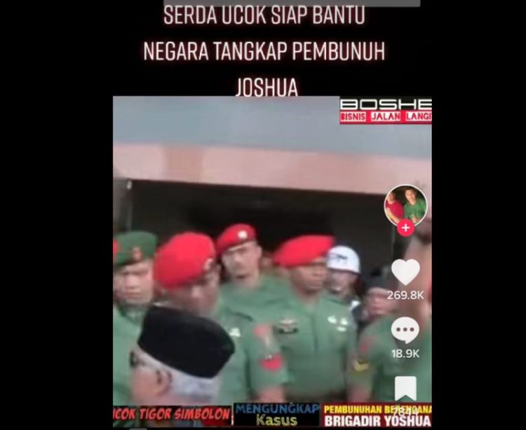 Beredar video Serda Ucok siap bantu cari pembunuh Brigadir J (Foto: Tangkapan layar media sosial)