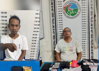 Foto kedua pelaku dan barang bukti yang diamankan Polisi.