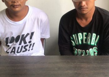 Foto kedua pelaku dan barang bukti yang diamankan Sat  Narkoba Polres Simalungun.