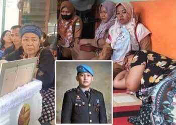 Kesedihan di wajah Rosti Simanjuntak, ibunda Yosua Hutabarat, saat di depan peti jenazah anaknya (kiri), dan ketika 10 hari sejak putranya meninggal (kanan). HO