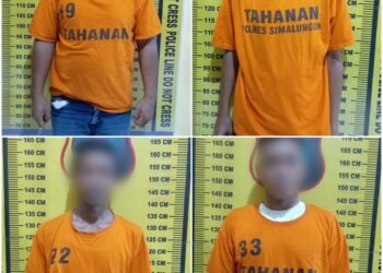 Foto keempat pelaku yang diamankan Sat Reskrim Polres Simalungun.