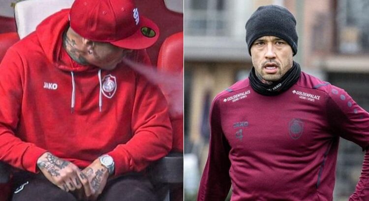 Radja Nainggolan ketahuan merokok saat duduk dibangku cadangan Royal Antwerp. (Foto: Instagram/@radja_nainggolan_l4)