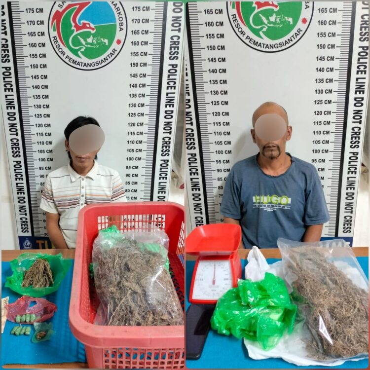 Foto kedua pelaku dan barang bukti ganja yang diamankan Polisi.