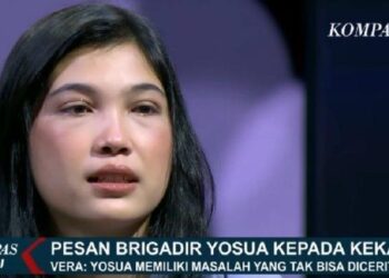 Vera Simanjuntak menceritakan kenangan bersama kekasihnya Brigadir Yosua Hutabarat sebelum meninggal dunia. Ia menceritakan dengan raut wajah sedih. (HO)