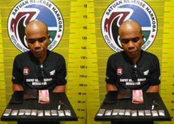 CJ (44) warga Kelurahan Panyanggar, Padangsidimpuan Utara ditangkap personel Satres Narkoba Polres Padangsidimpuan. Istimewa