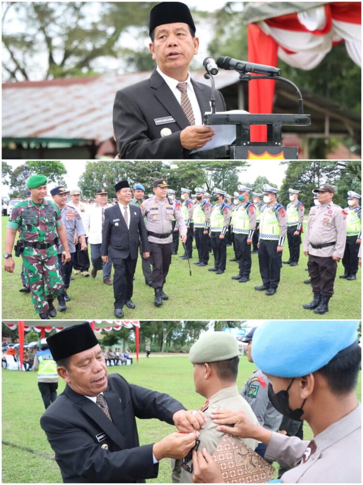 Polres Simalungun menggelar apel gelar pasukan Operasi Lilin Toba 2022, di Lapangan Koramil Type-A, Jalan Asahan, Km.4,5, Kecamatan Siantar, Kabupaten Simalungun, Kamis (22/12/2022).