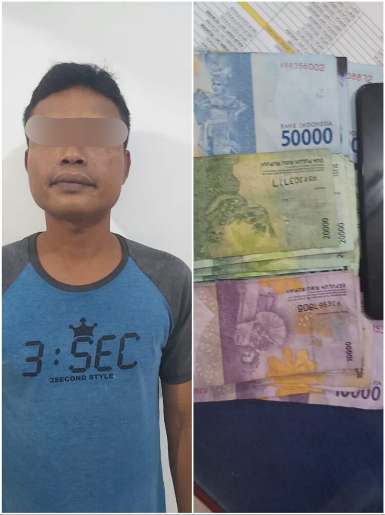 Foto pelaku judi dan barang bukti yang diamankan Polisi.