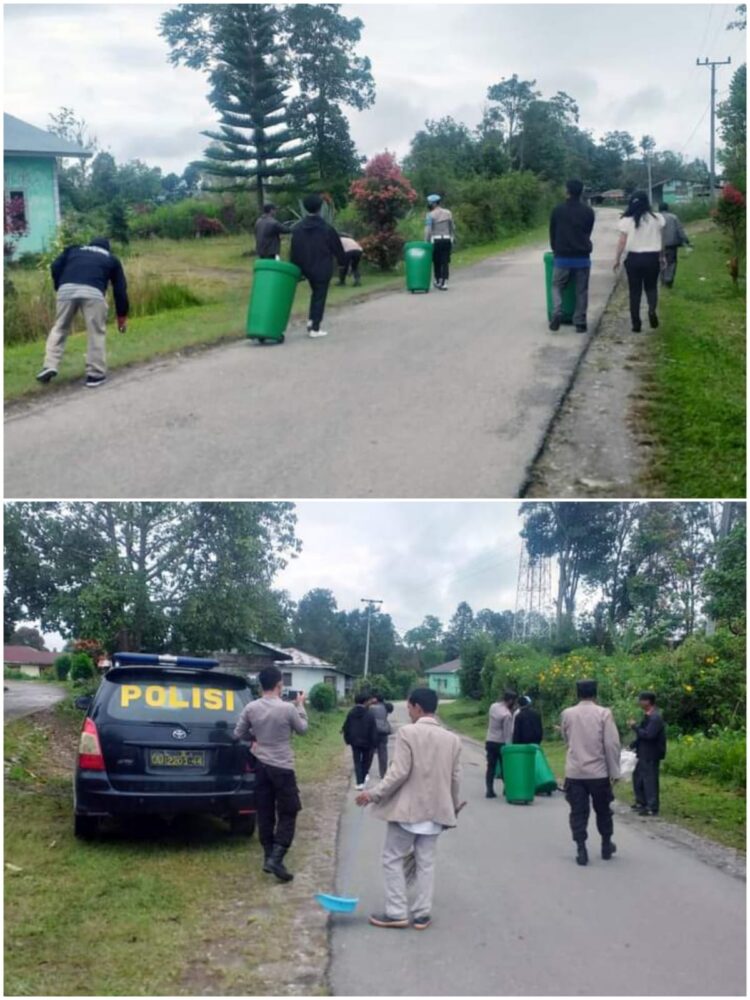 Polsek Lintongnihuta “Jumat Bersih” bersama perangkat Desa Pearung.