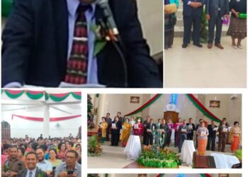 Natal Dinas Pendidikan Kota Pematang Siantar penuh sukacita, Jumat (6/1/2023), di HKBP Resort Siantar Kota, Jalan Sangnaualuh, Kecamatan Siantar Timur, Kota Pematang Siantar.